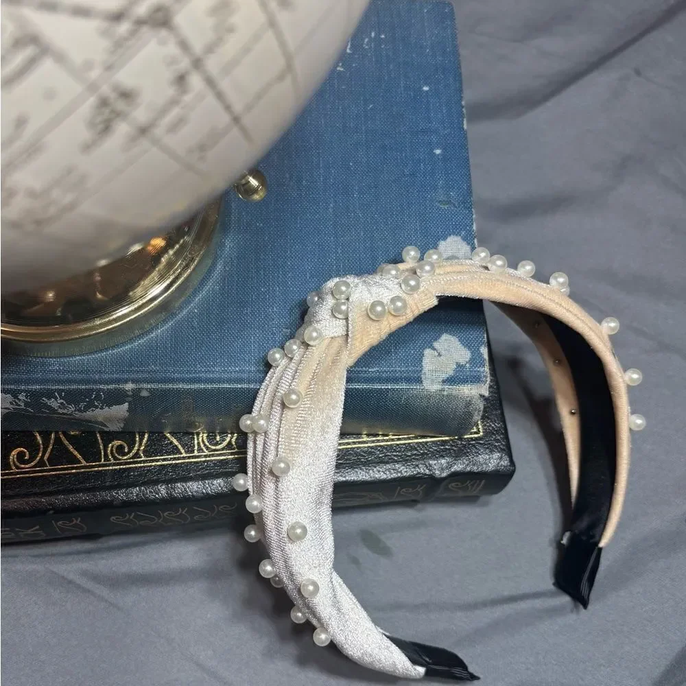 Elegant Pearl-Embellished Cream Headband New! Fashion Headband for Women & Girls